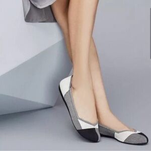 Rothy’s | The Flat in Retired/sold-out Captoe Black & Cream Check Plaid | Sz 10